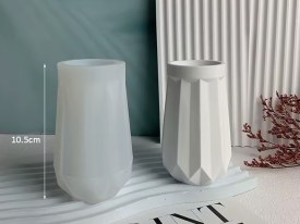 Molde silicona florero facetado con borde 